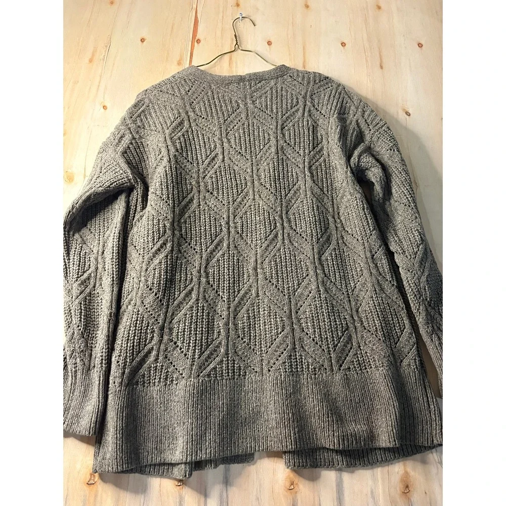 Heart N Crush Womens Taupe Brown Cable Knit Open Front Cardigan Sweater Medium